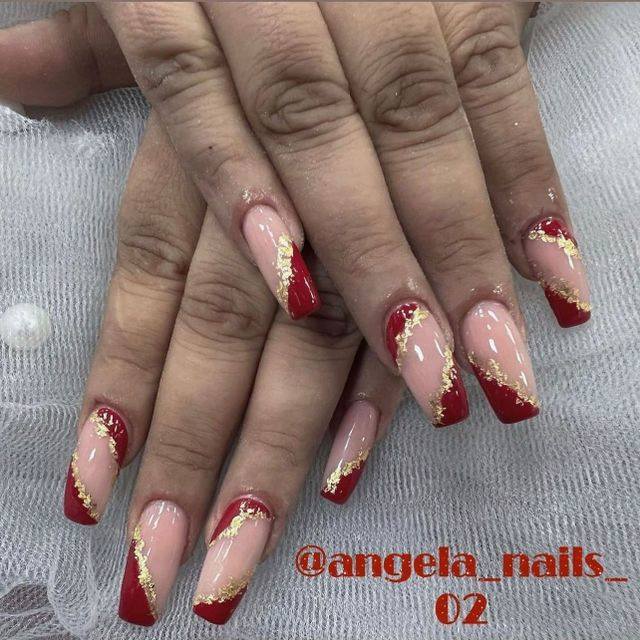 Angela nails uñas rosas rojas